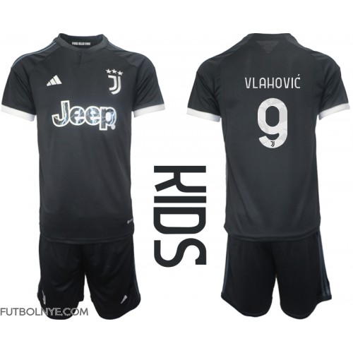 Camiseta Juventus Dusan Vlahovic #9 Tercera Equipación para niños 2023-24 manga corta (+ pantalones cortos)